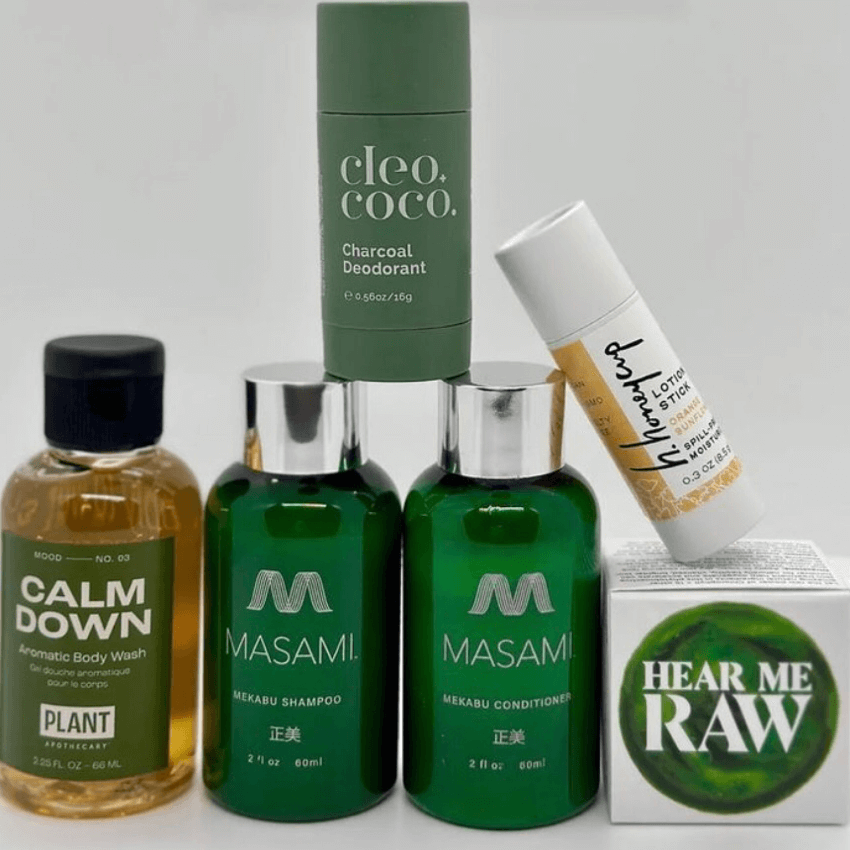 Multiple brand products arranged for blog: CONSCIOUS BEAUTY COLLECTIVE AND H. HONEYCUP POPUP AT THE SPARKLE BAR