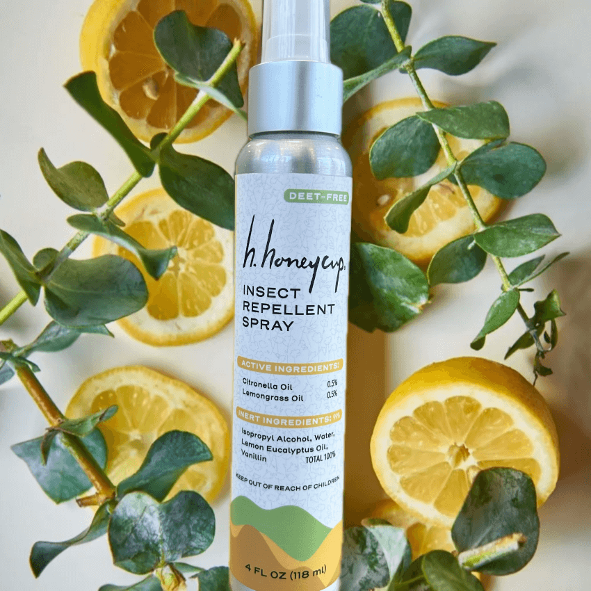 Insect repellent with fresh lemons and eucalyptus for blog: SUMMER GIFT GUIDE BY H. HONEYCUP