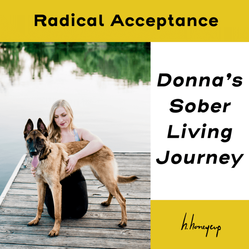 Woman on dock with dog for blog: RADICAL ACCEPTANCE - DONNA'S SOBER LIVING STORY