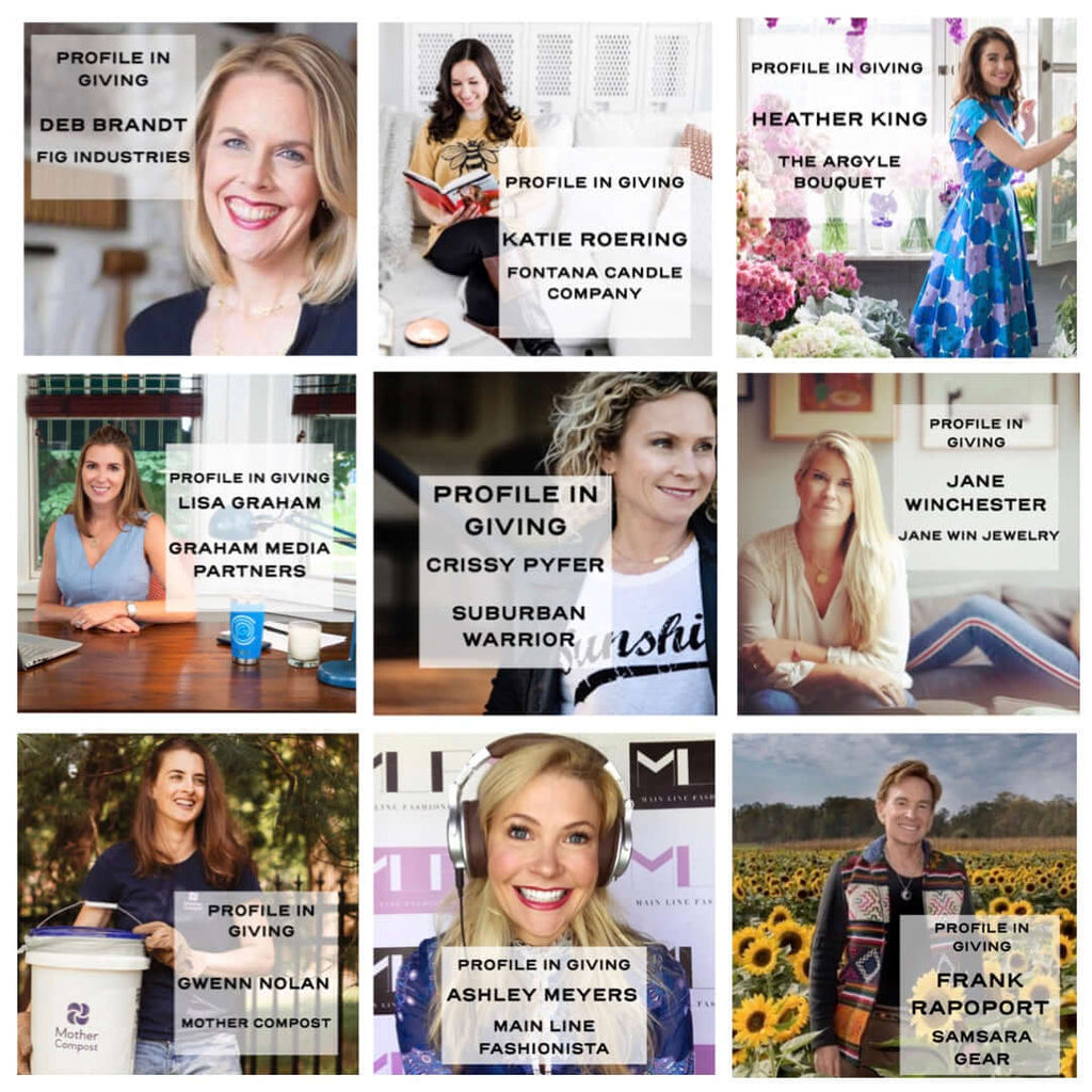 Grid with photos of 9 leaders for blog: PROFILES IN GIVING