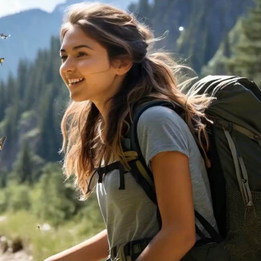 Young woman hiking for blog: DEET VS. NATURAL INSECT REPELLENT: WHICH IS BETTER?
