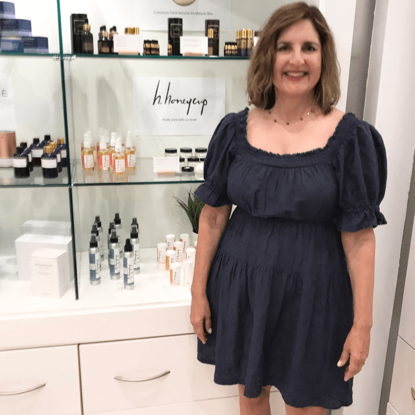 Cindy with her products at pop up store for blog: TAKING THE LEAP WITH CINDY BARBERES