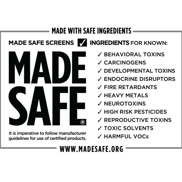 MADE SAFE Certified Seal with screening details