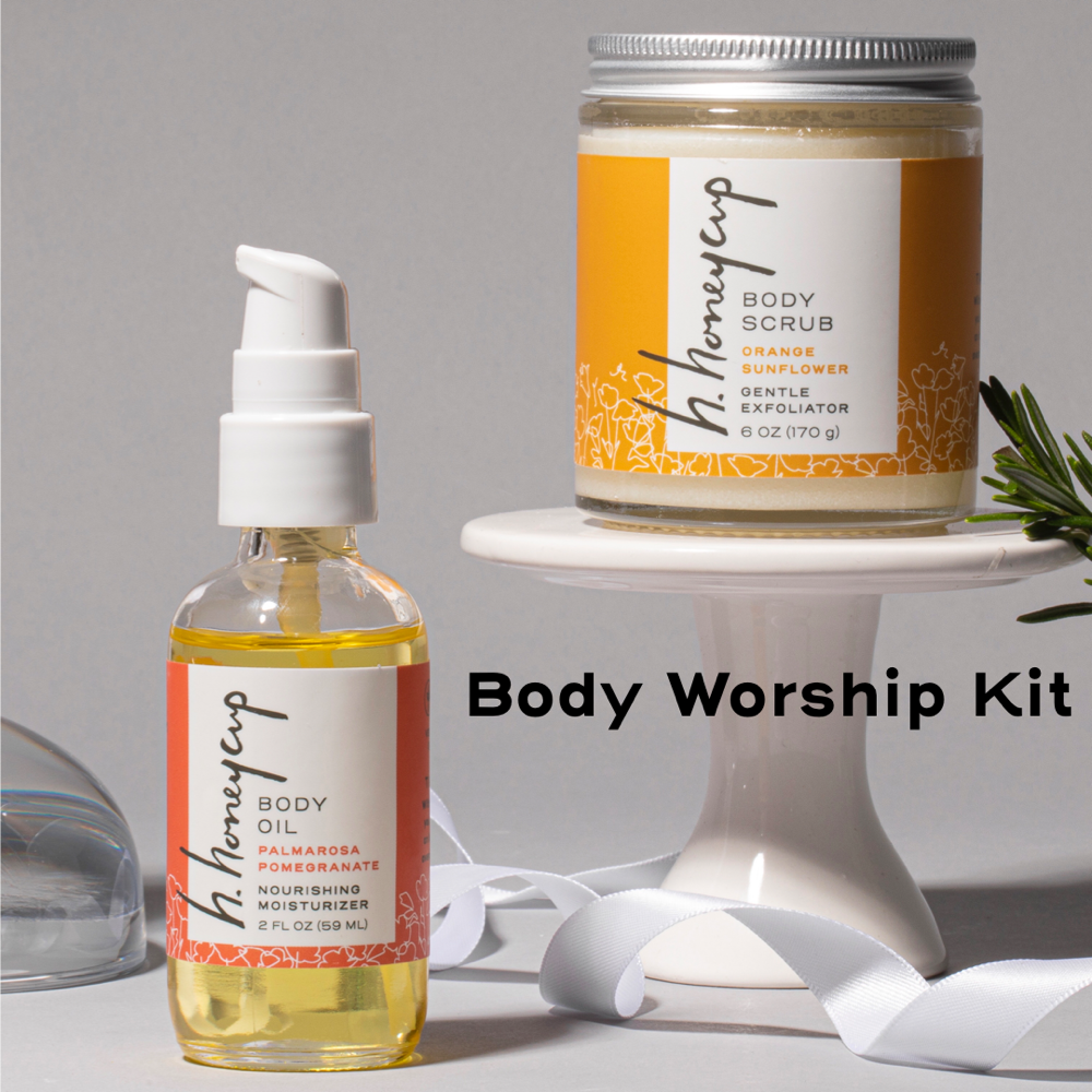 H. Honeycup exfoliator and oil set